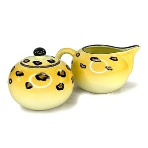 Niderviller Vintage Hand-Painted Leopard Creamer & Sugar Bowl with Lid